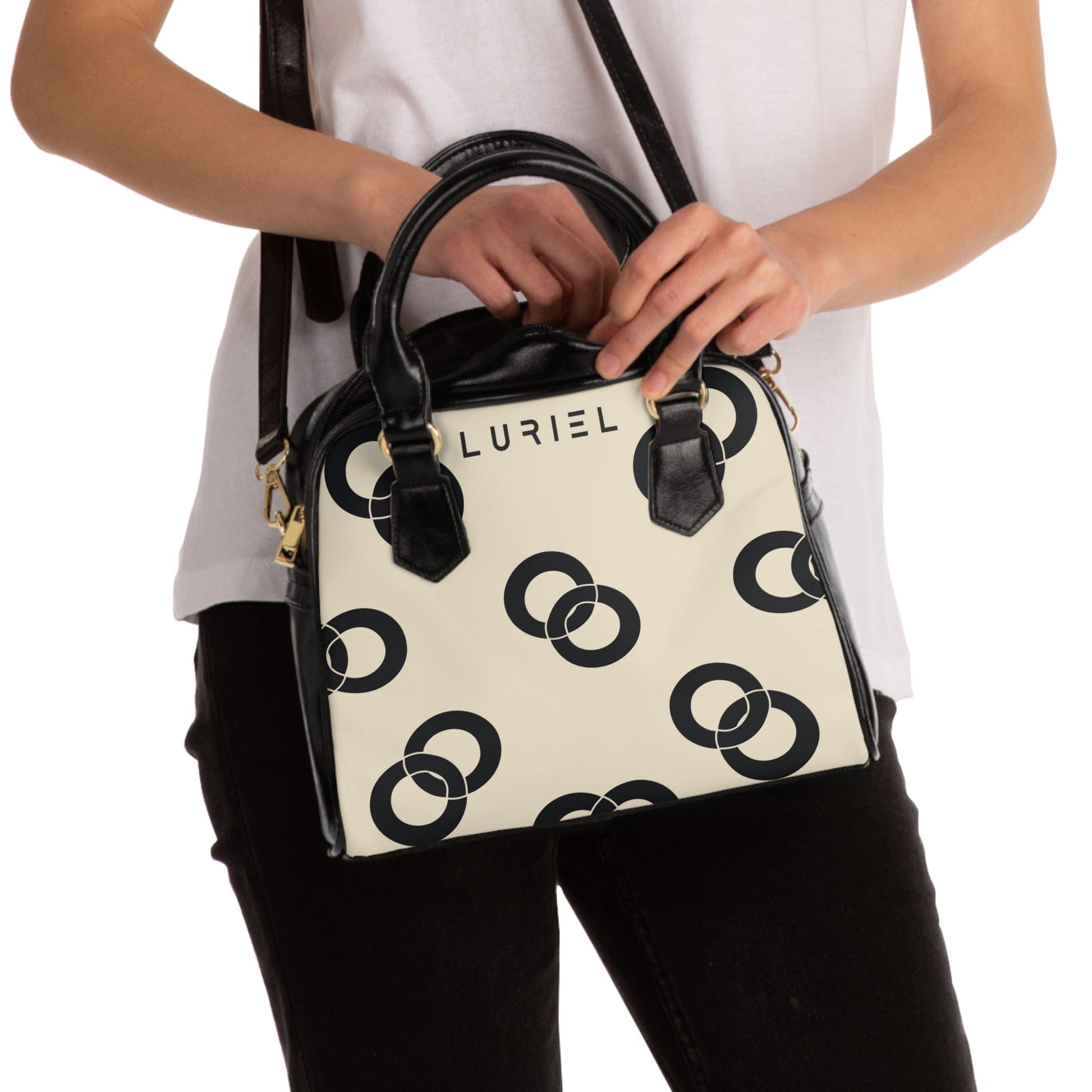 Bags 9.45" x 8.27" / Black Tied at the Hip Women's Vegan Leather Shoulder Bag