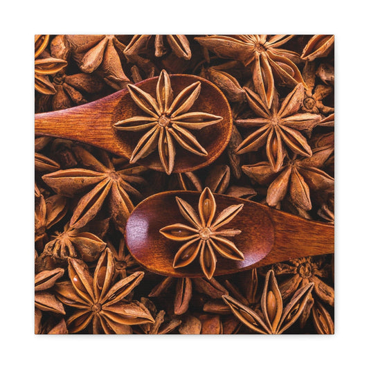Bedroom Art Canvas 16″ x 16″ / 1.25" Aniseed Stars on Spoons, Stretched Matte Canvas