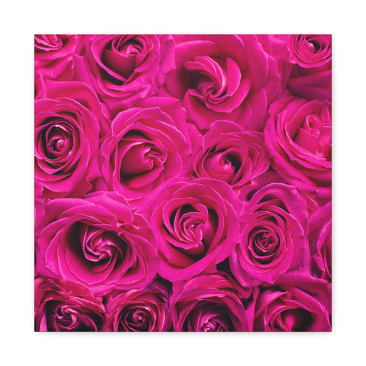 Bedroom Art Canvas 16″ x 16″ / 1.25" Bouquet of Pink Roses, Stretched Matte Canvas