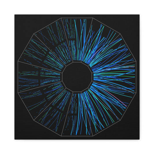 Bedroom Art Canvas 16″ x 16″ / 1.25" End View of a Low-Energy Collision Event at RHIC, Stretched Matte Canvas