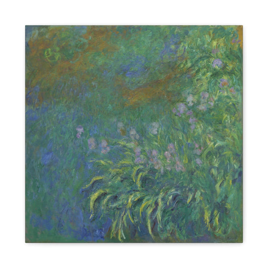 Bedroom Art Canvas 16″ x 16″ / 1.25" Irises by Claude Monet, Stretched Matte Canvas