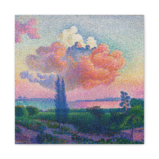 Bedroom Art Canvas 16″ x 16″ / 1.25" The Pink Cloud by Henri-Edmond Cross (1896), Stretched Matte Canvas