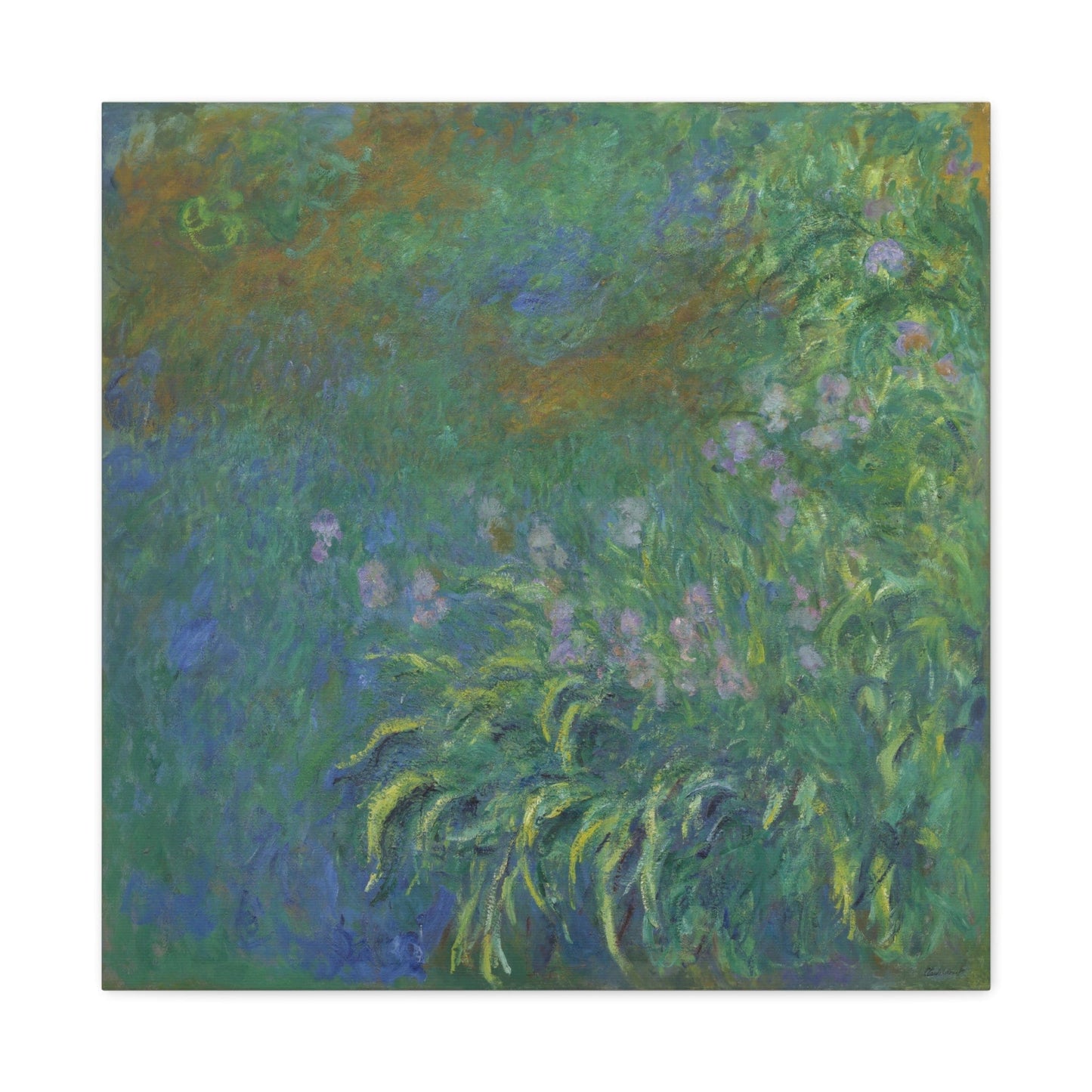 Bedroom Art Canvas 24″ x 24″ / 1.25" Irises by Claude Monet, Stretched Matte Canvas