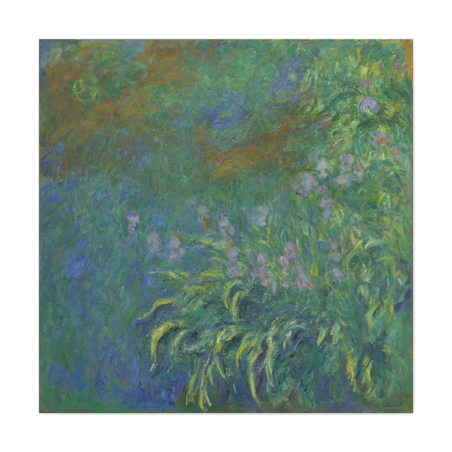 Bedroom Art Canvas 36" x 36" / 1.25" Irises by Claude Monet, Stretched Matte Canvas
