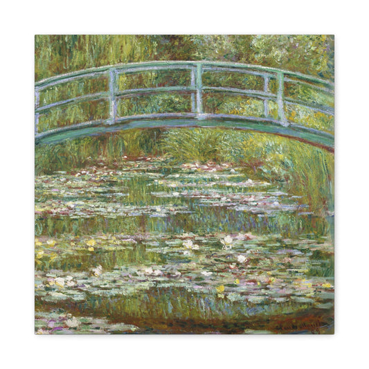 Canvas 16″ x 16″ / 1.25" Bridge over a Pond of Water Lilies by Claude Monet (1899), Stretched Matte Canvas