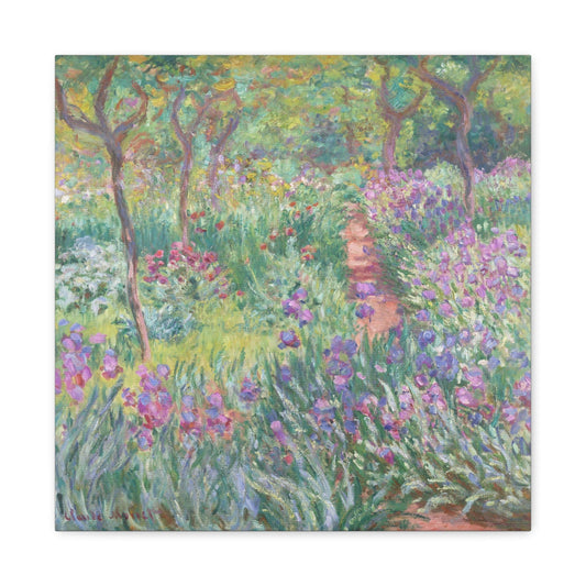 Canvas 16″ x 16″ / 1.25" The Artists Garden in Giverny (1900) by Claude Monet, Stretched Matte Canvas