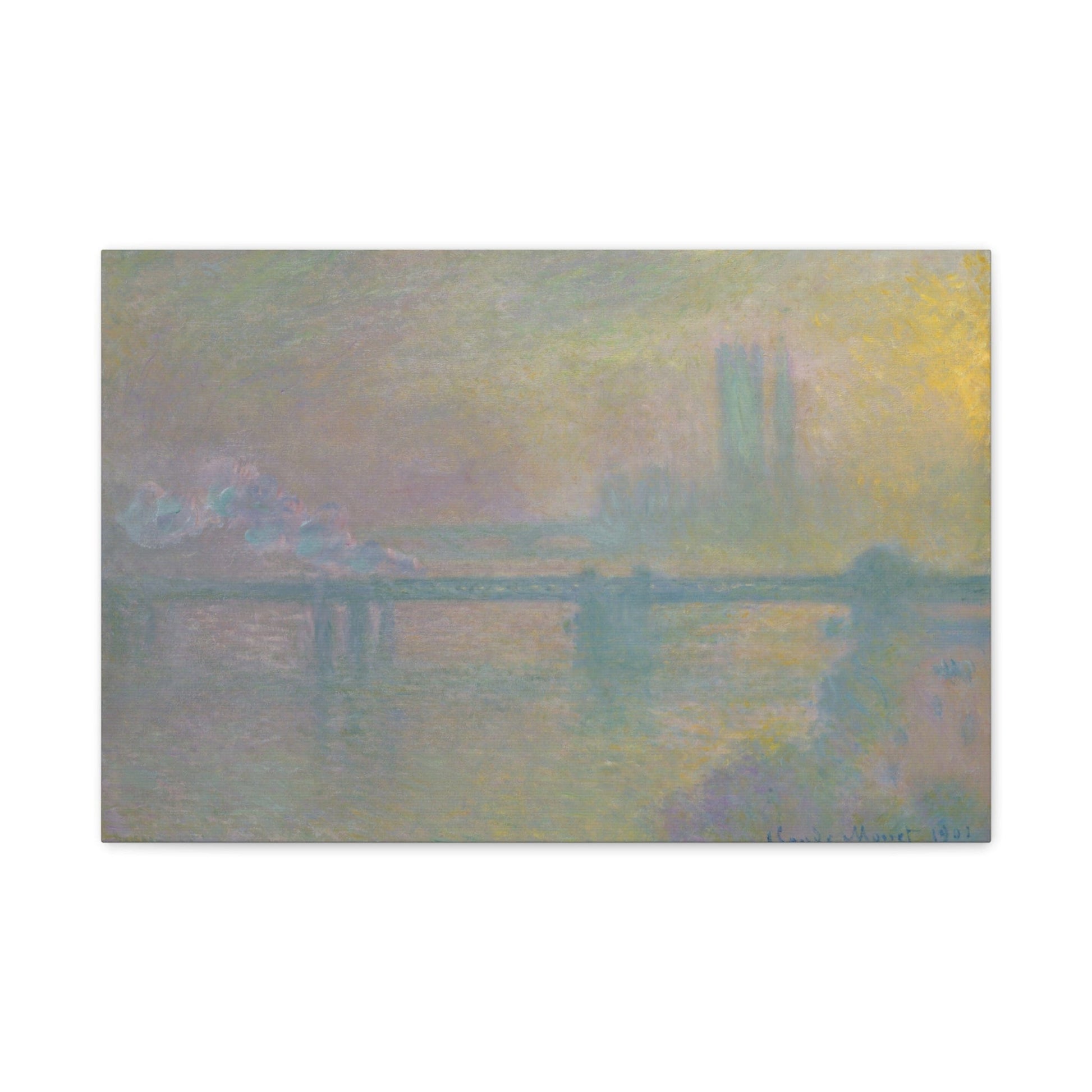 Canvas 24″ x 16″ (Horizontal) / 1.25" Charing Cross Bridge, London by Claude Monet, Stretched Matte Canvas
