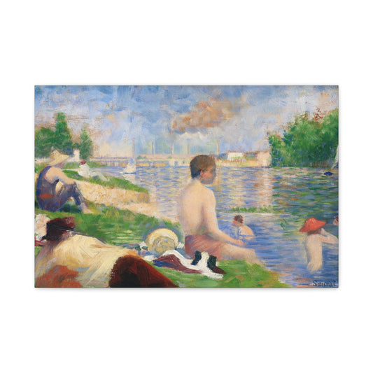 Canvas 24″ x 16″ (Horizontal) / 1.25" Final Study for “Bathers at Asnières” (1883) by Georges Seurat, Stretched Matte Canvas