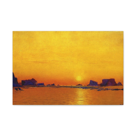 Canvas 24″ x 16″ (Horizontal) / 1.25" Ice Floes Under The Midnight Sun (1869) Oil Painting By William Bradford, Stretched Matte Canvas