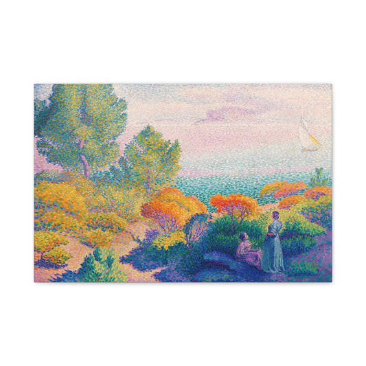 Canvas 24″ x 16″ (Horizontal) / 1.25" Two Women by the Shore, Mediterranean (1896) by Henri-Edmond Cross, Stretched Matte Canvas