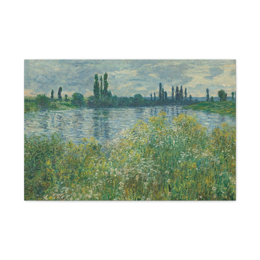 Canvas 30″ x 20″ (Horizontal) / 1.25" Banks of the Seine, Vétheuil by Claude Monet (1880), Stretched Matte Canvas