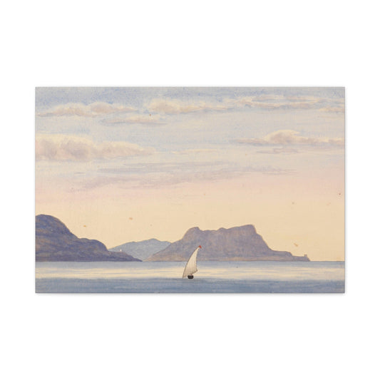 Canvas 30″ x 20″ (Horizontal) / 1.25" Cabrita Point - Rock of Gibraltar by George Lothian Hall (1843), Stretched Matte Canvas
