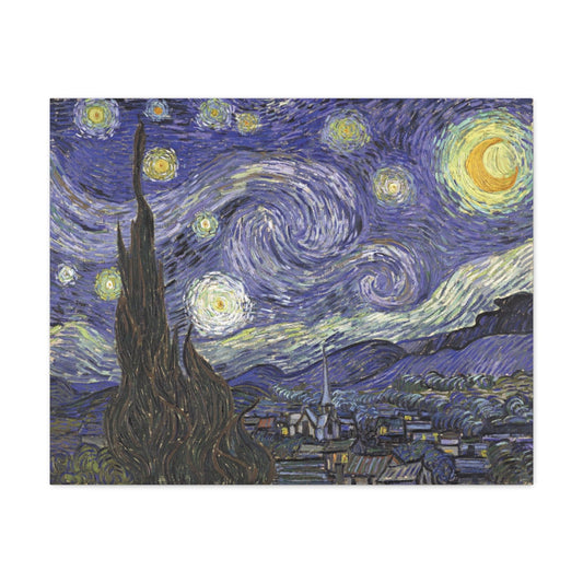 Canvas 30" x 24" (Horizontal) / 1.25" Starry Night by Vincent Van Gogh, Stretched Matte Canvas