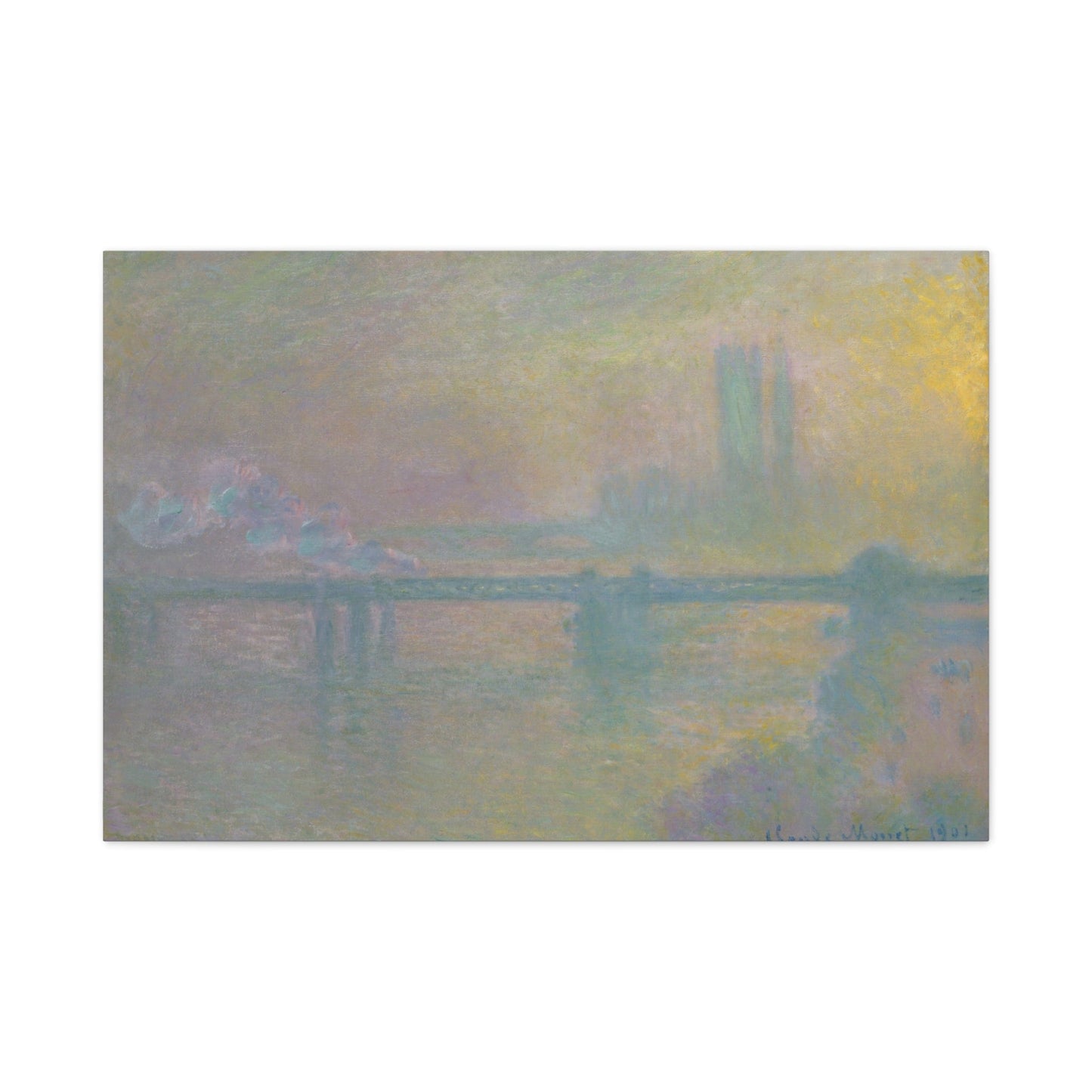 Canvas 36″ x 24″ (Horizontal) / 1.25" Charing Cross Bridge, London by Claude Monet, Stretched Matte Canvas