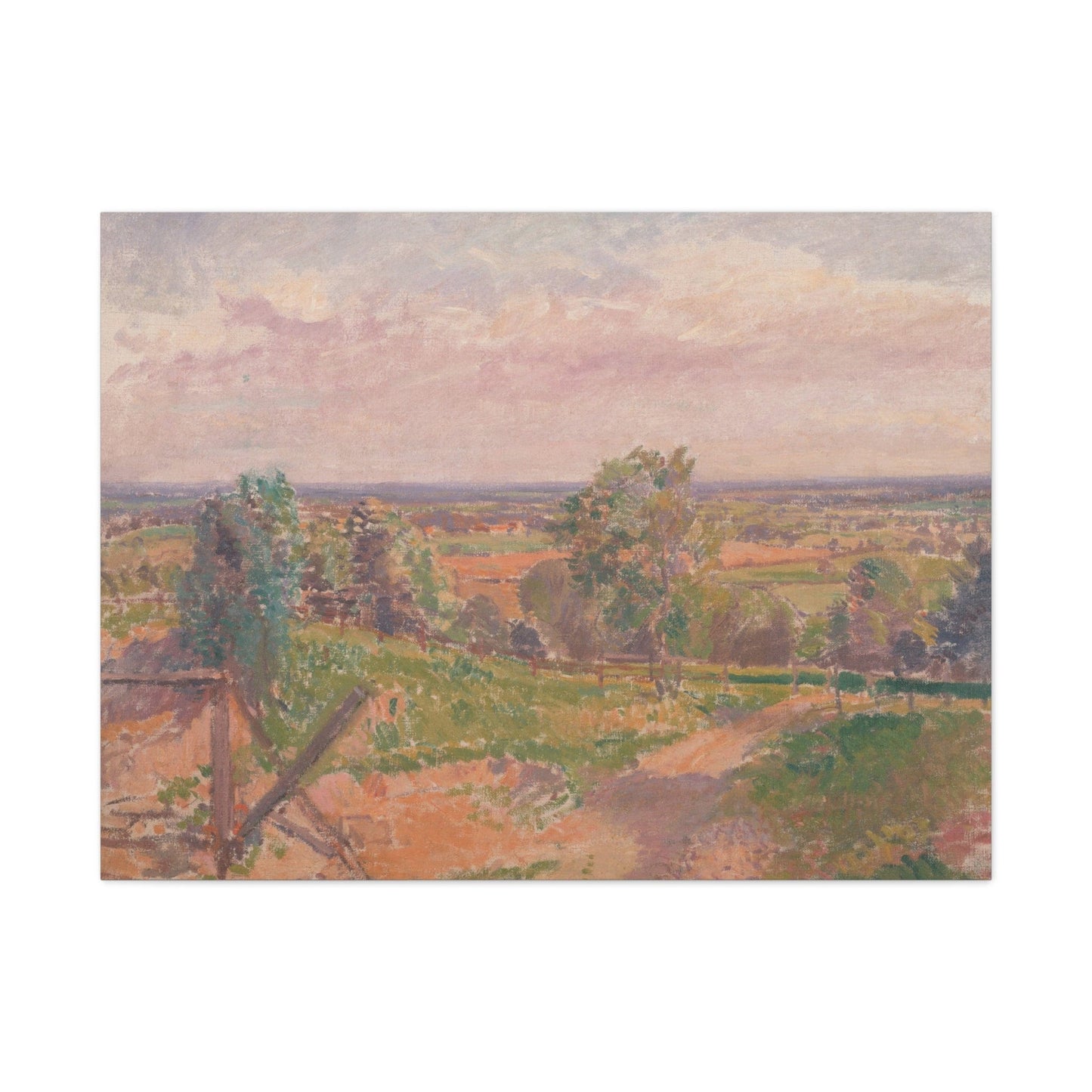 Canvas 40" x 30" (Horizontal) / 1.25" An Extensive Landscape in Yorkshire by Spencer Frederick Gore, Stretched Matte Canvas