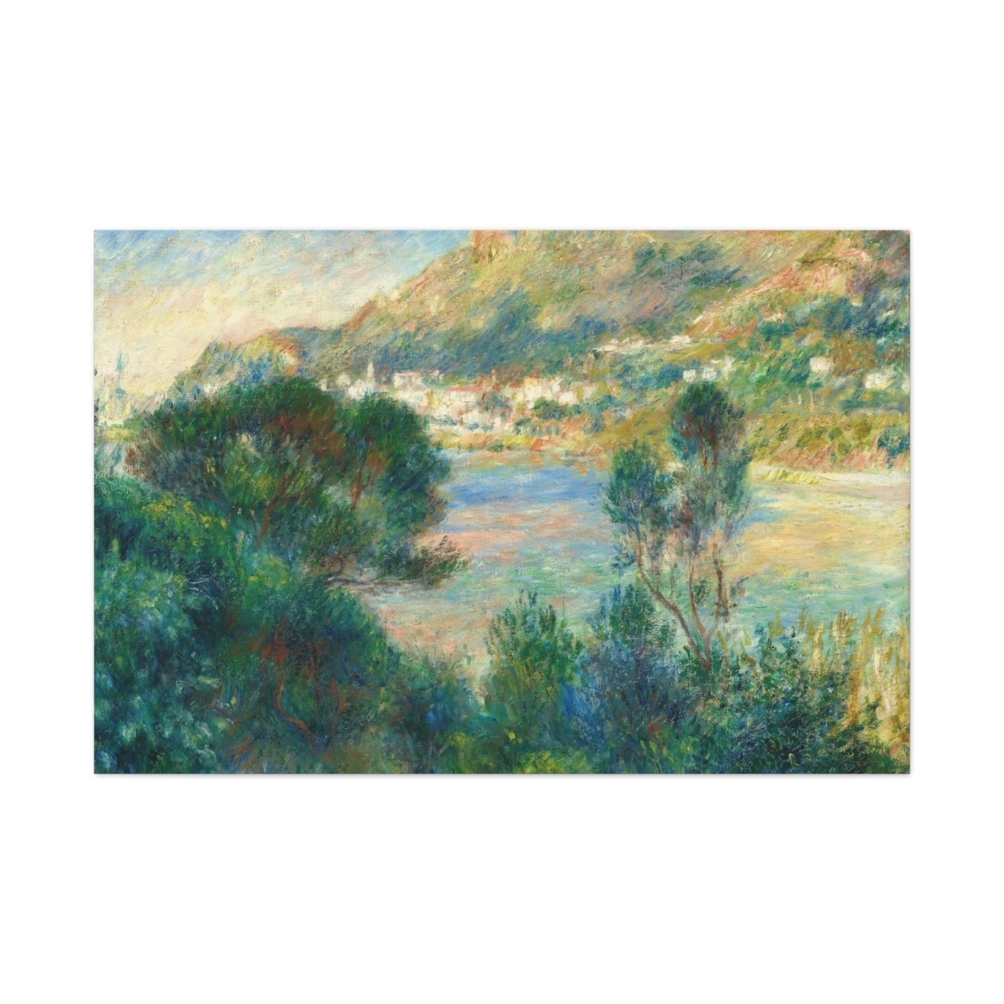 Canvas 48″ x 32″ (Horizontal) / 1.25" View of Monte Carlo from Cap Martin (c. 1884) by Pierre-Auguste Renoir, Stretched Matte Canvas