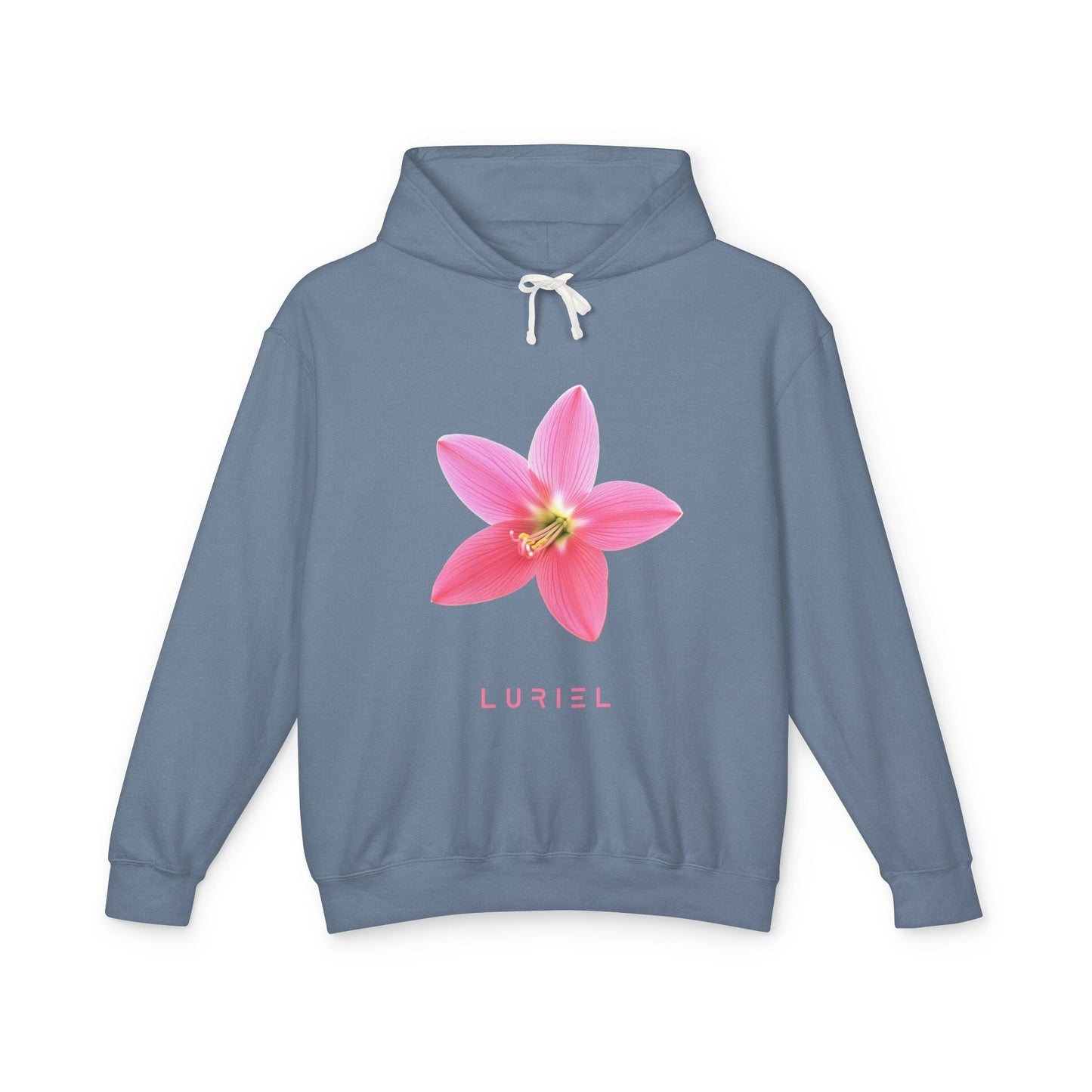 Hoodie Blue Jean / S Pink Rain Lily Unisex 100% Cotton Hooded Sweatshirt