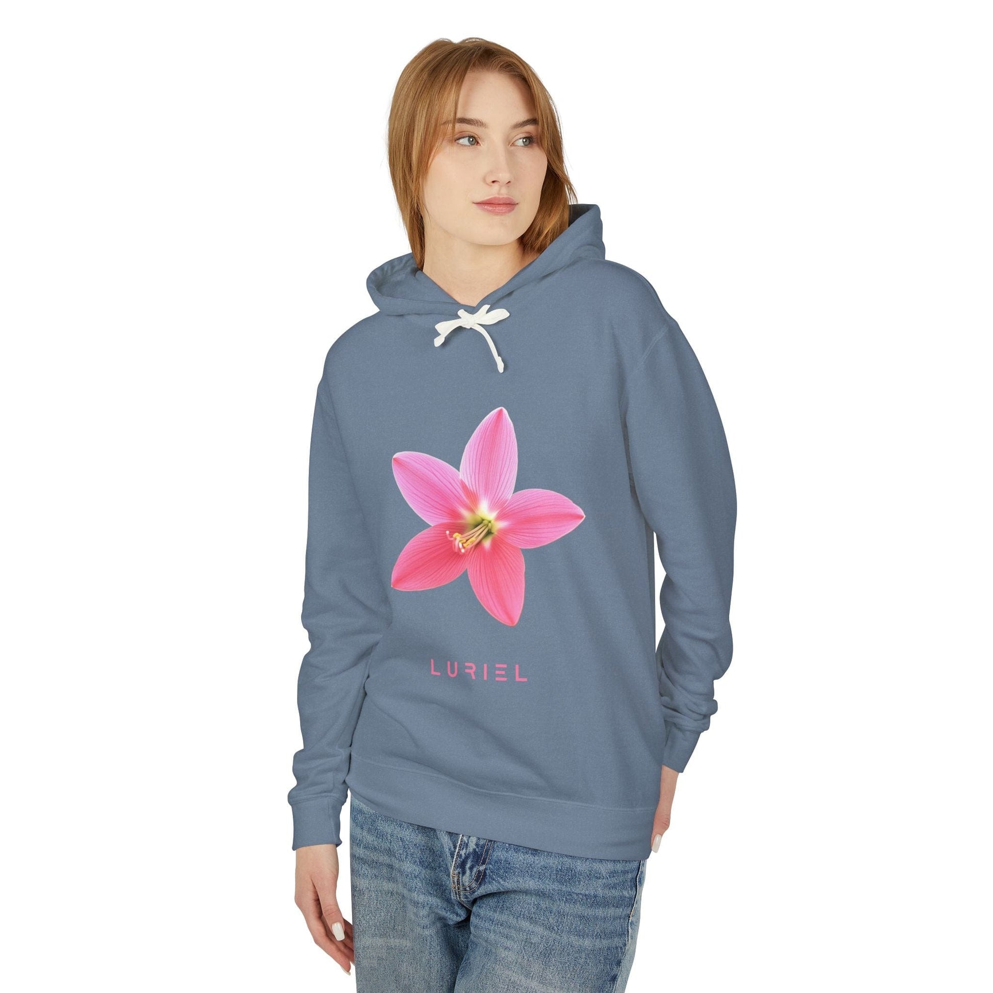 Hoodie Pink Rain Lily Unisex 100% Cotton Hooded Sweatshirt