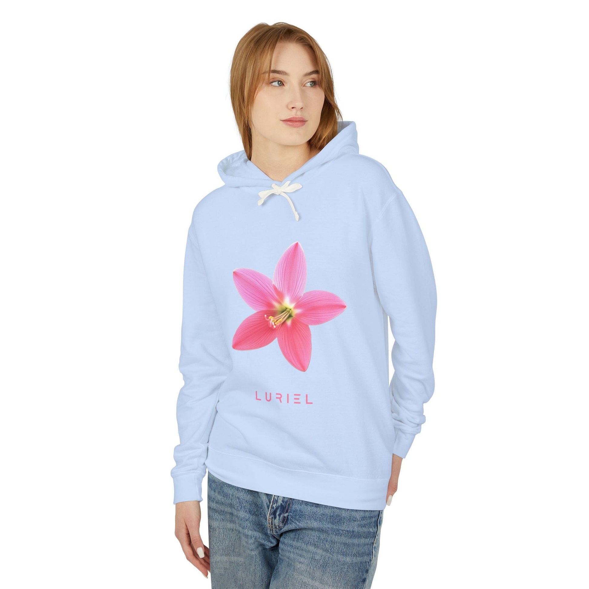 Hoodie Pink Rain Lily Unisex 100% Cotton Hooded Sweatshirt
