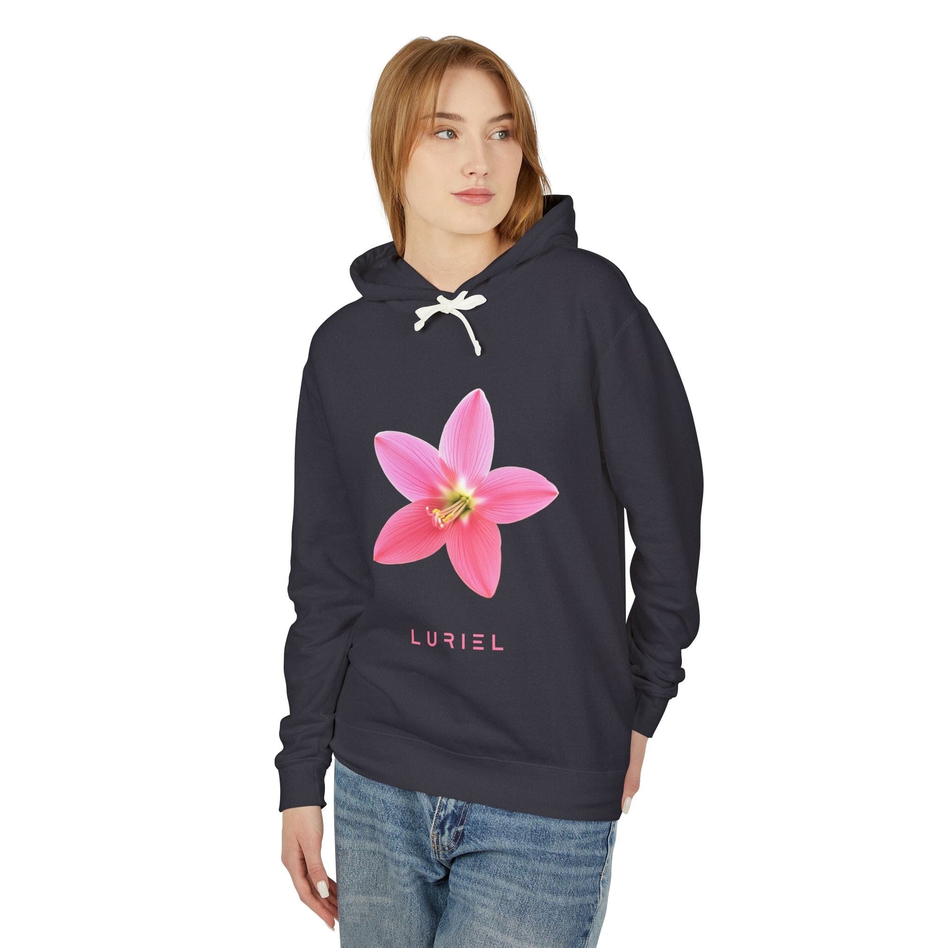 Hoodie Pink Rain Lily Unisex 100% Cotton Hooded Sweatshirt
