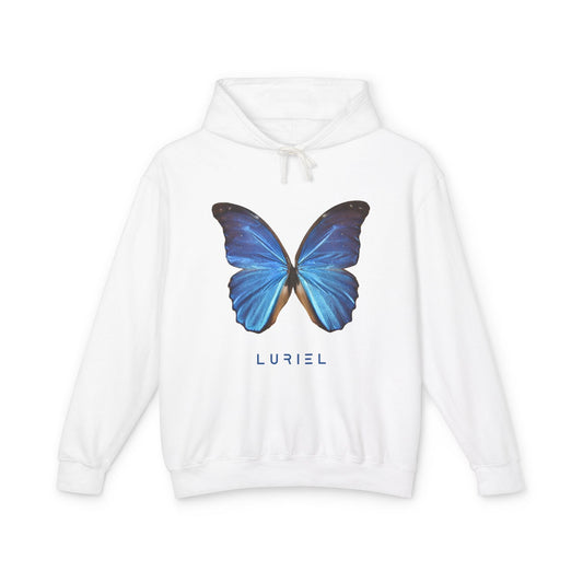 Hoodie White / S Papillon Bleu Unisex 100% Cotton Hooded Sweatshirt