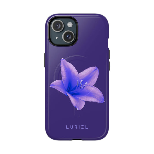 Phone Case iPhone 15 / Glossy Purple Haze Fleur Bleu Tough Magsafe Case