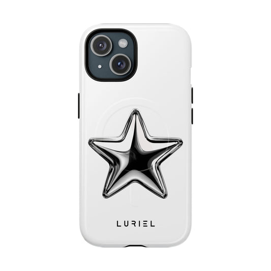 Phone Case iPhone 15 / Glossy Silver Star Tough Magsafe Case