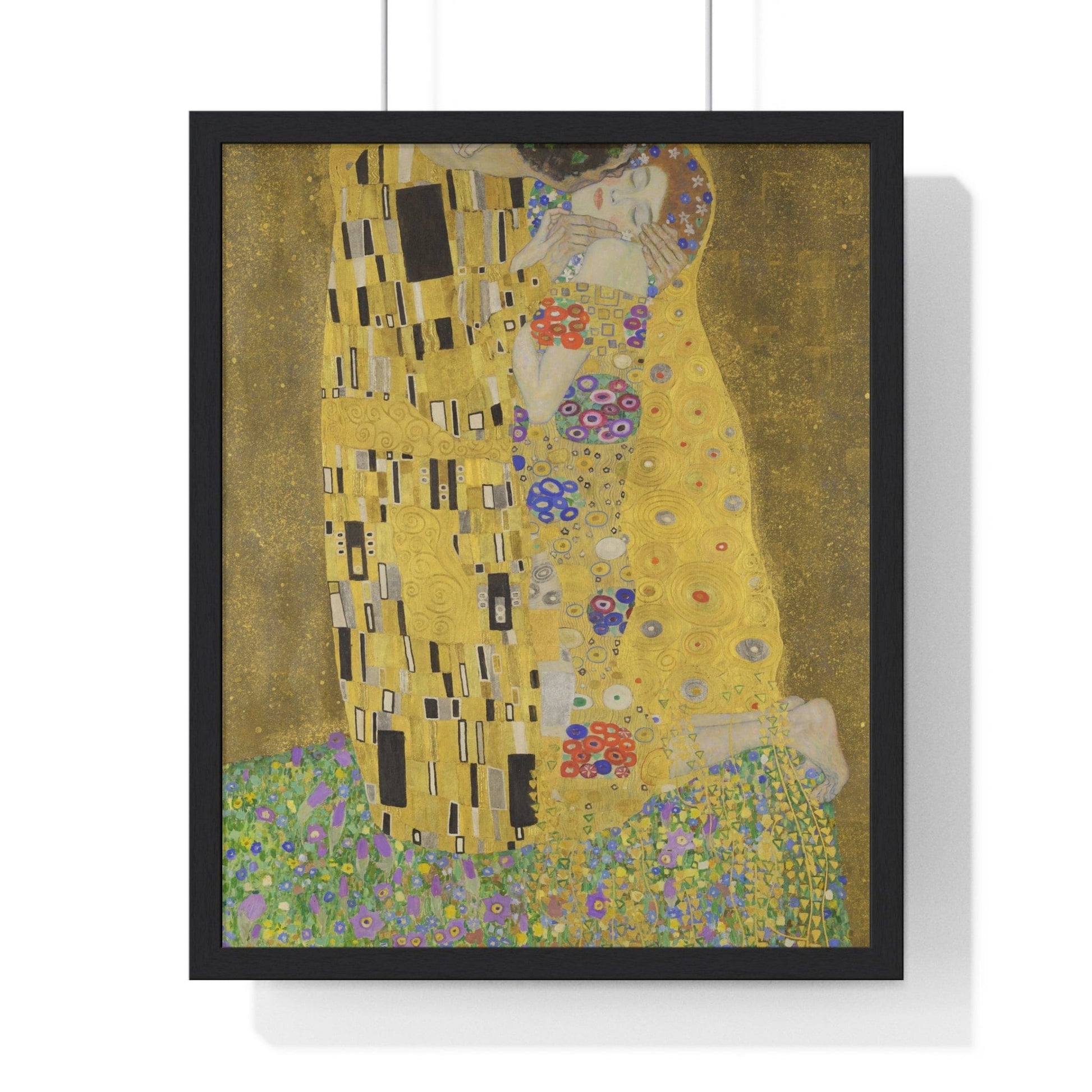 Poster 16" x 20" / Black The Kiss by Gustav Klimt, Framed Print