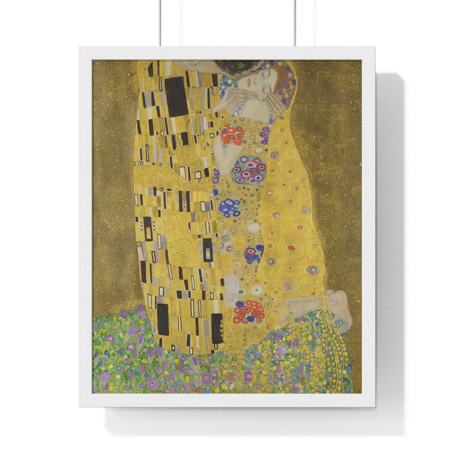 Poster 16" x 20" / White The Kiss by Gustav Klimt, Framed Print