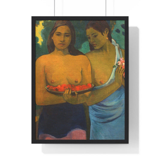 Poster 18″ x 24″ / Black Two Tahitian Women, Paul Gauguin, Framed Print