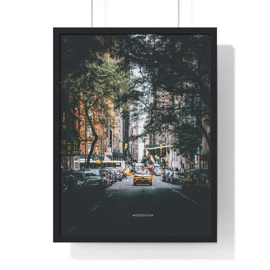 Poster 18″ x 24″ / Black Yellow cab, Framed Print