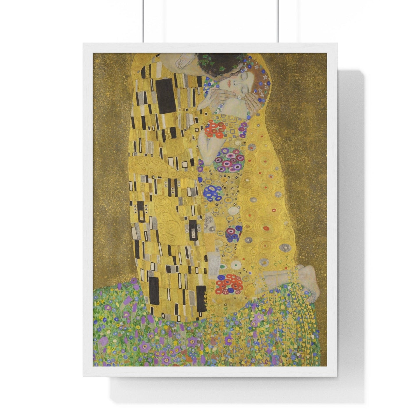 Poster 18″ x 24″ / White The Kiss by Gustav Klimt, Framed Print