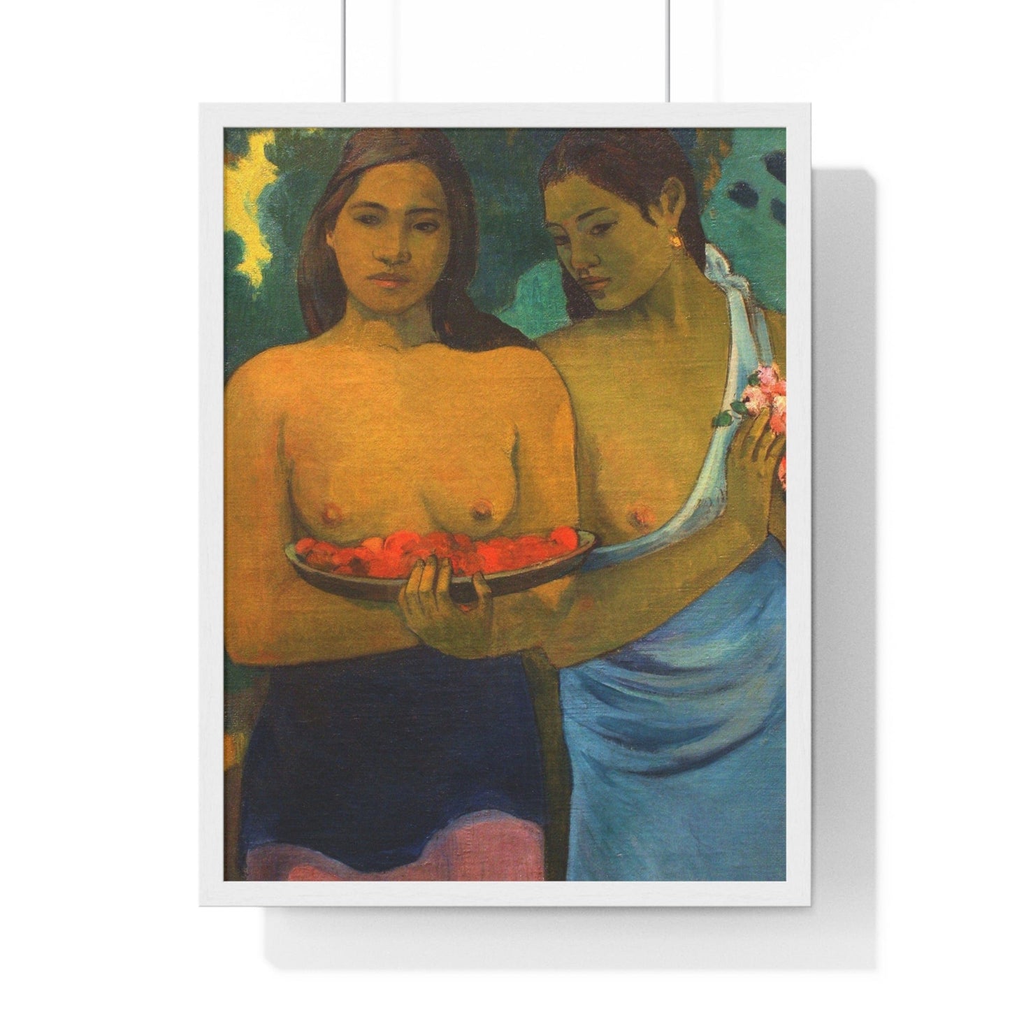 Poster 18″ x 24″ / White Two Tahitian Women, Paul Gauguin, Framed Print