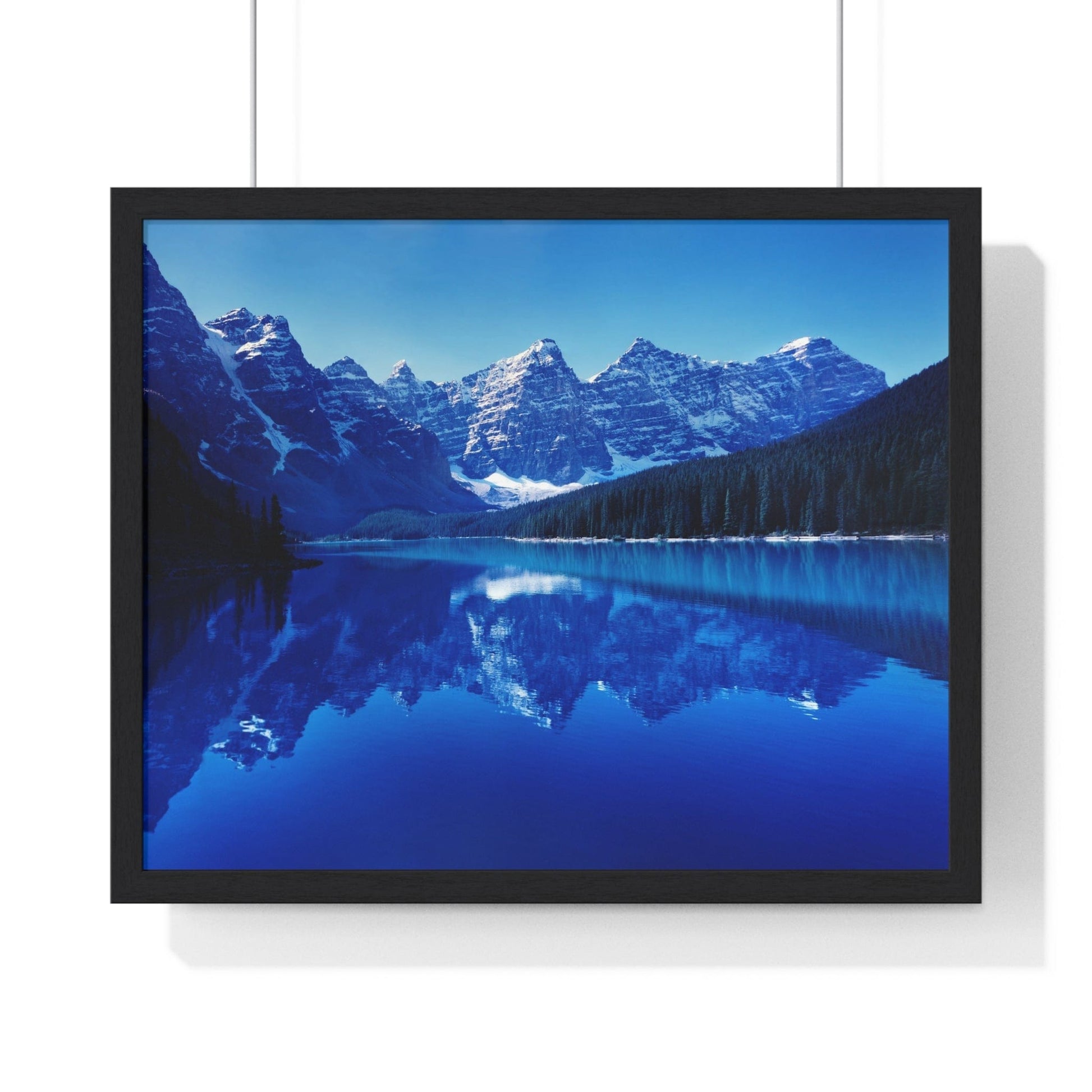 Poster 20" x 16" / Black Mountain Landscape Reflected On Water Framed Print