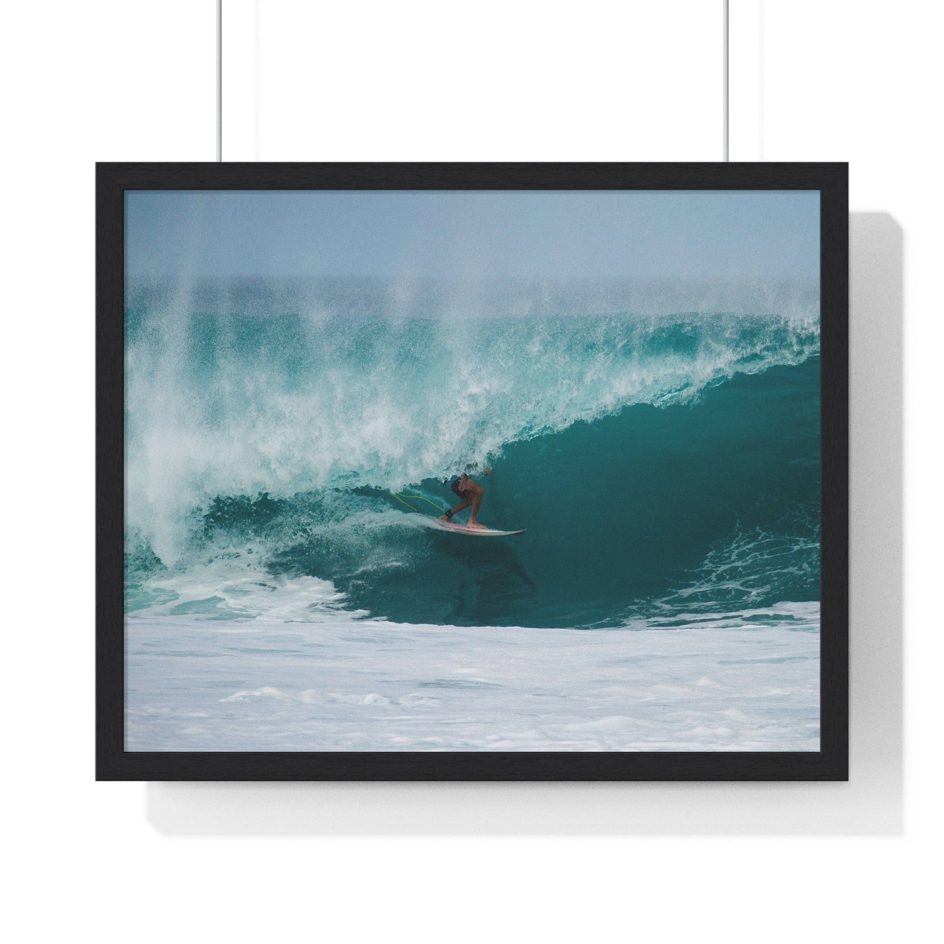 Poster 20" x 16" / Black Surfer In Pipe, Framed Print