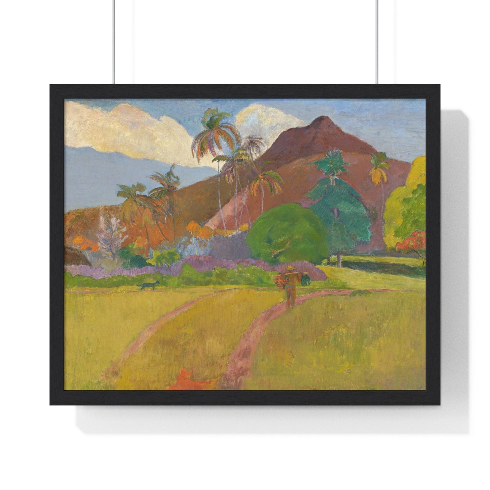 Poster 20" x 16" / Black Tahitian Landscape (1891) by Paul Gauguin Framed Print