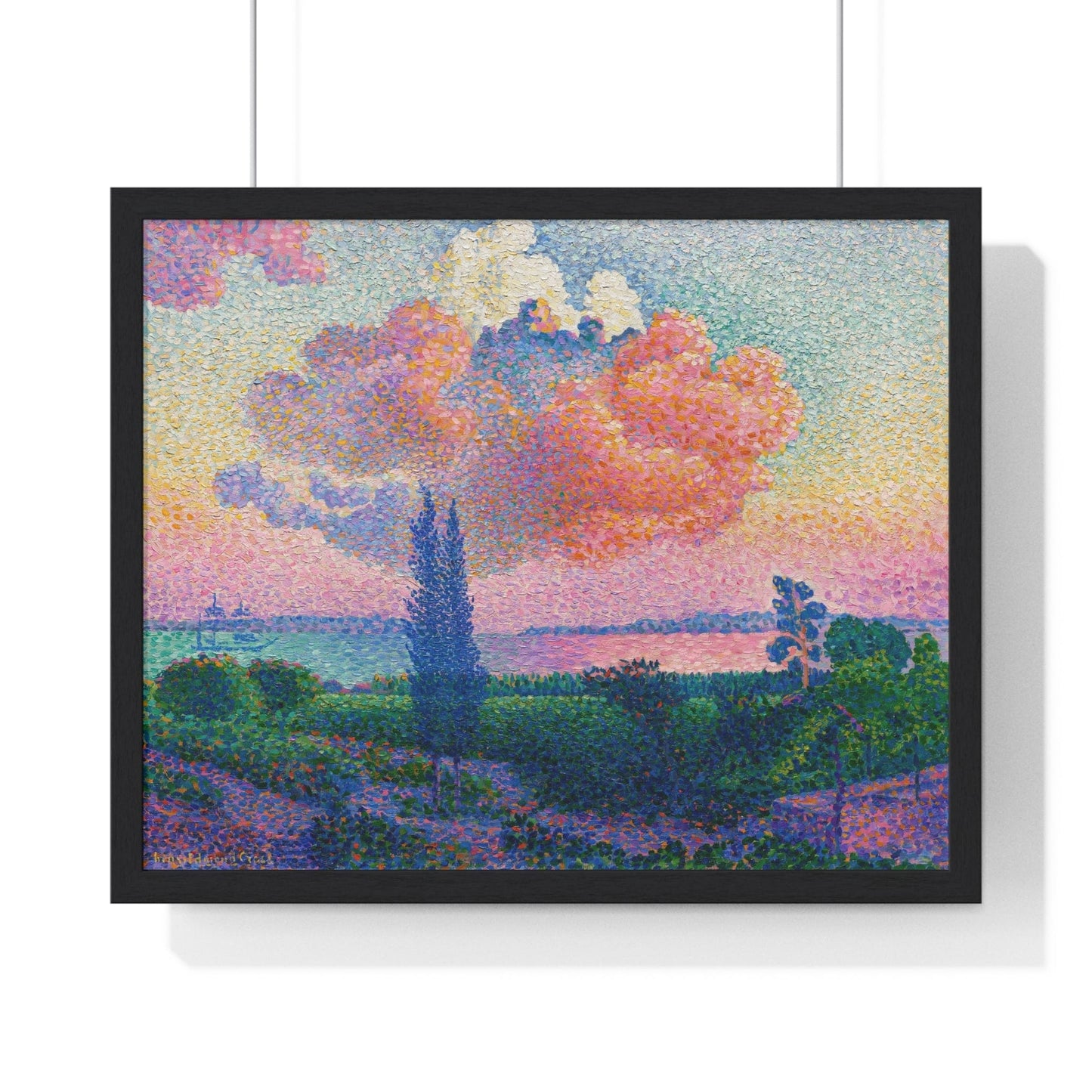 Poster 20" x 16" / Black The Pink Cloud (ca. 1896) by Henri-Edmond Cross, Framed Print