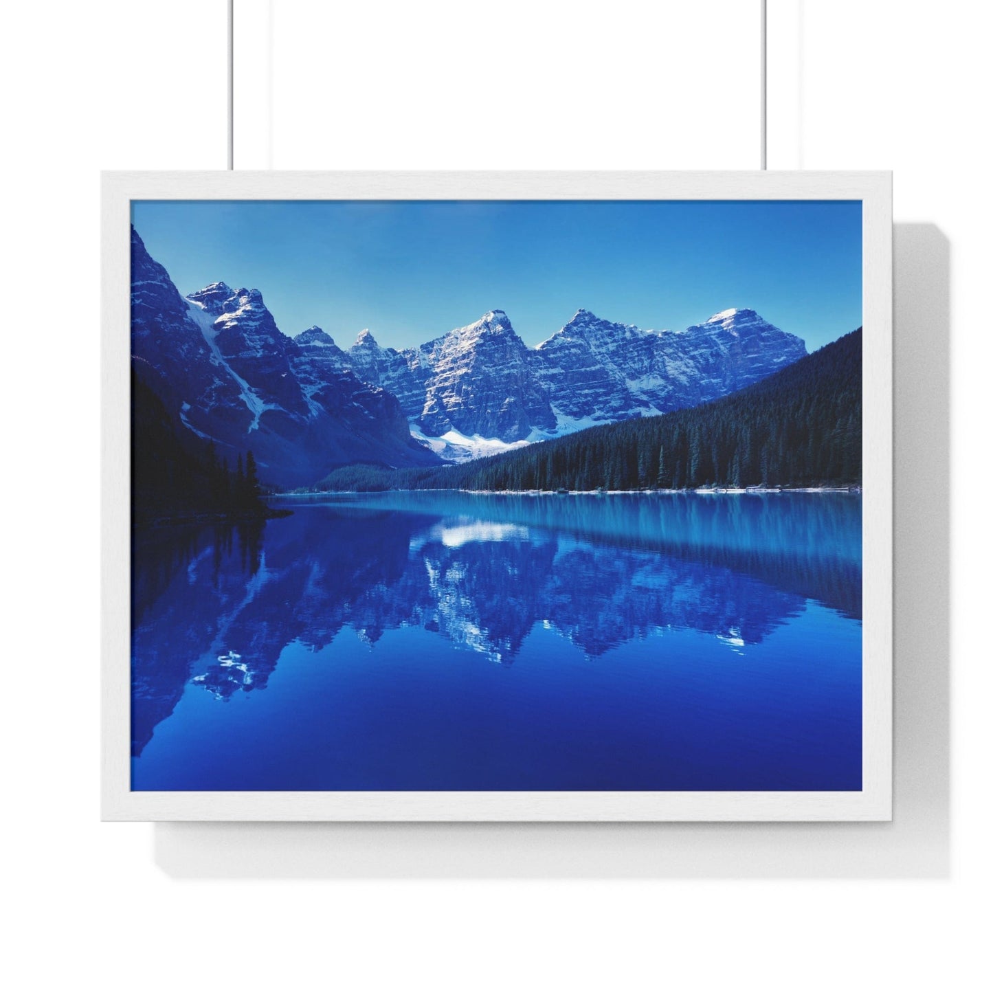Poster 20" x 16" / White Mountain Landscape Reflected On Water Framed Print
