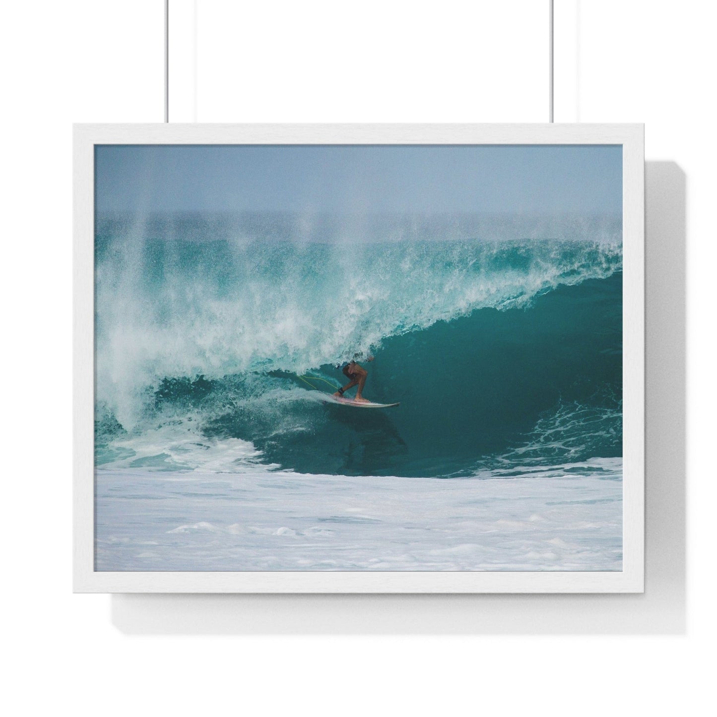 Poster 20" x 16" / White Surfer In Pipe, Framed Print