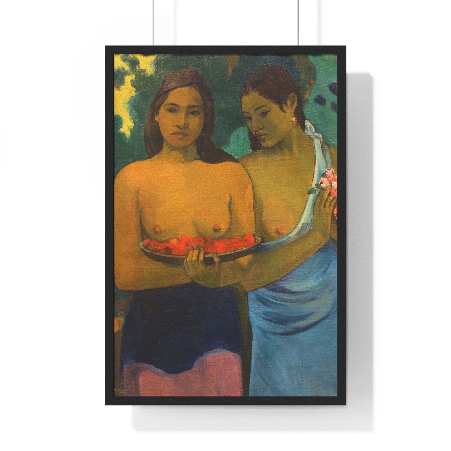 Poster 20" x 30" / Black Two Tahitian Women, Paul Gauguin, Framed Print