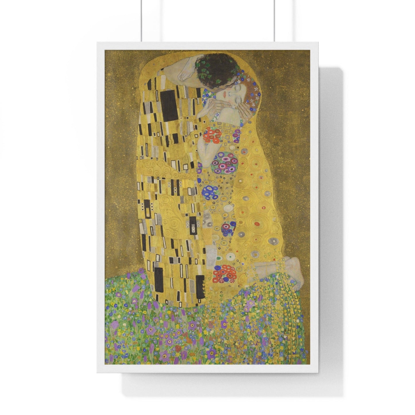 Poster 20" x 30" / White The Kiss by Gustav Klimt, Framed Print