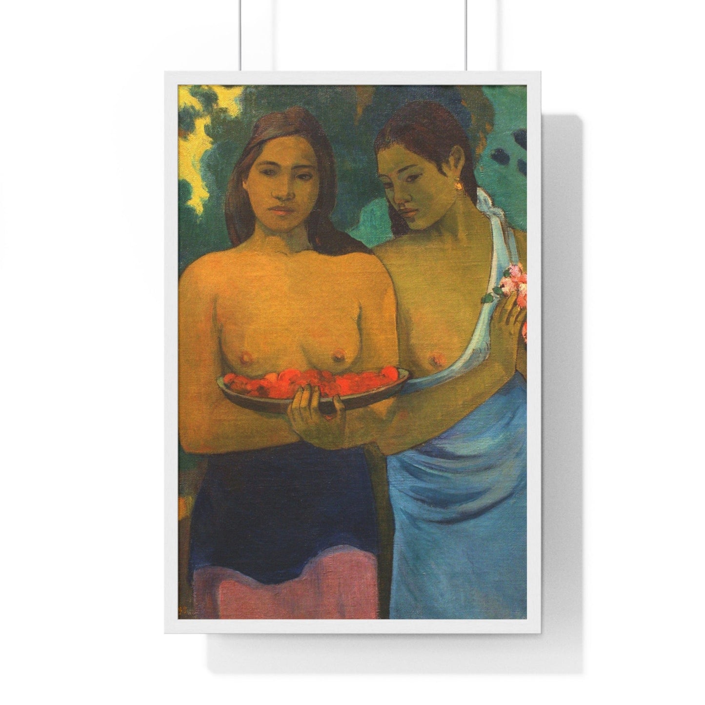 Poster 20" x 30" / White Two Tahitian Women, Paul Gauguin, Framed Print