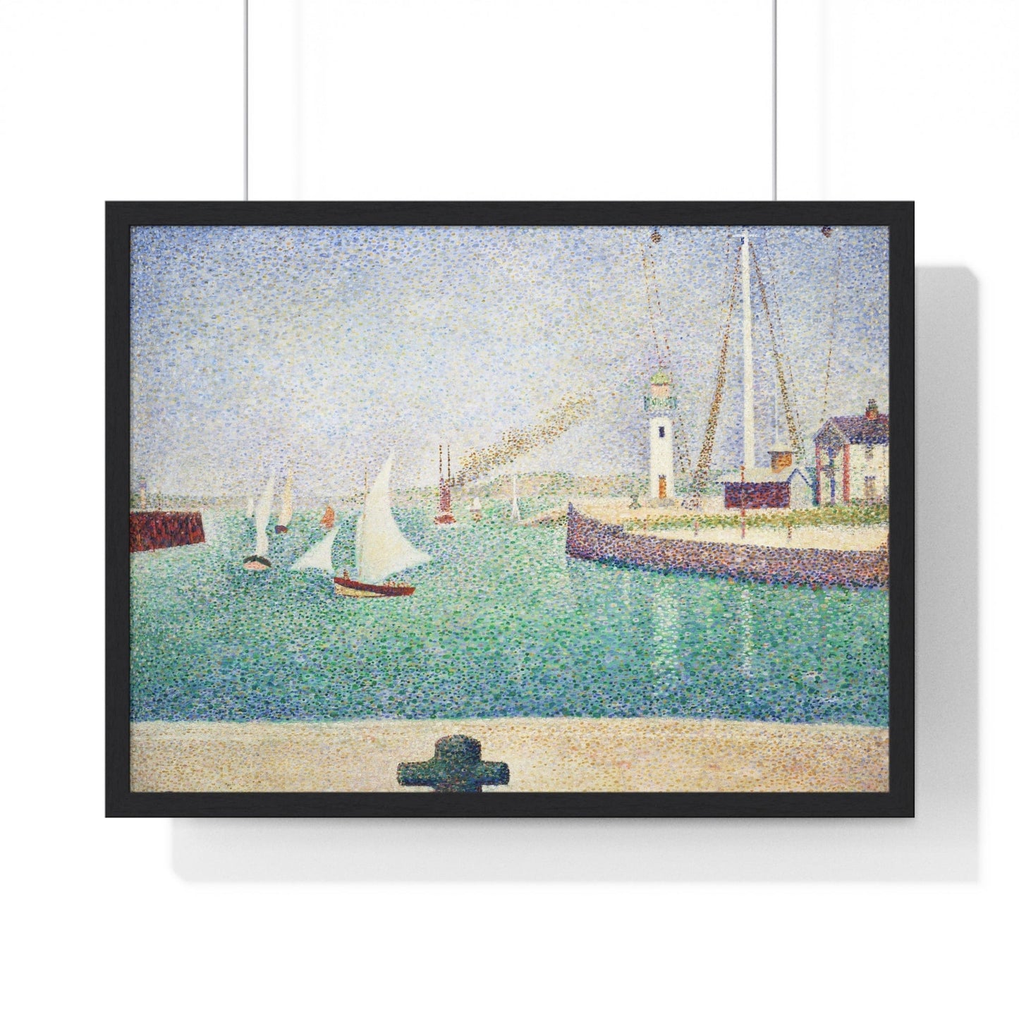 Poster 24″ x 18″ / Black Entrance of The Port of Honfleur by Georges Seurat (1886), Framed Print