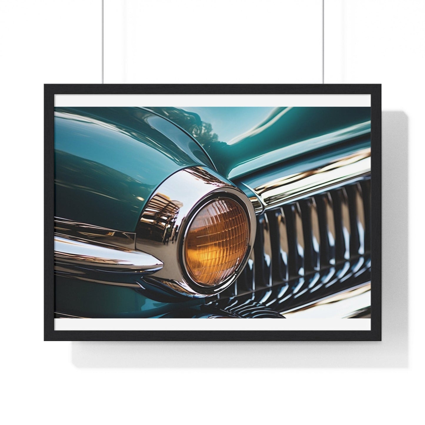 Poster 24″ x 18″ / Black Front End Vintage Car Close Up Framed Print