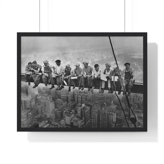 Poster 24″ x 18″ / Black Lunch Atop A Skyscraper, Framed Print