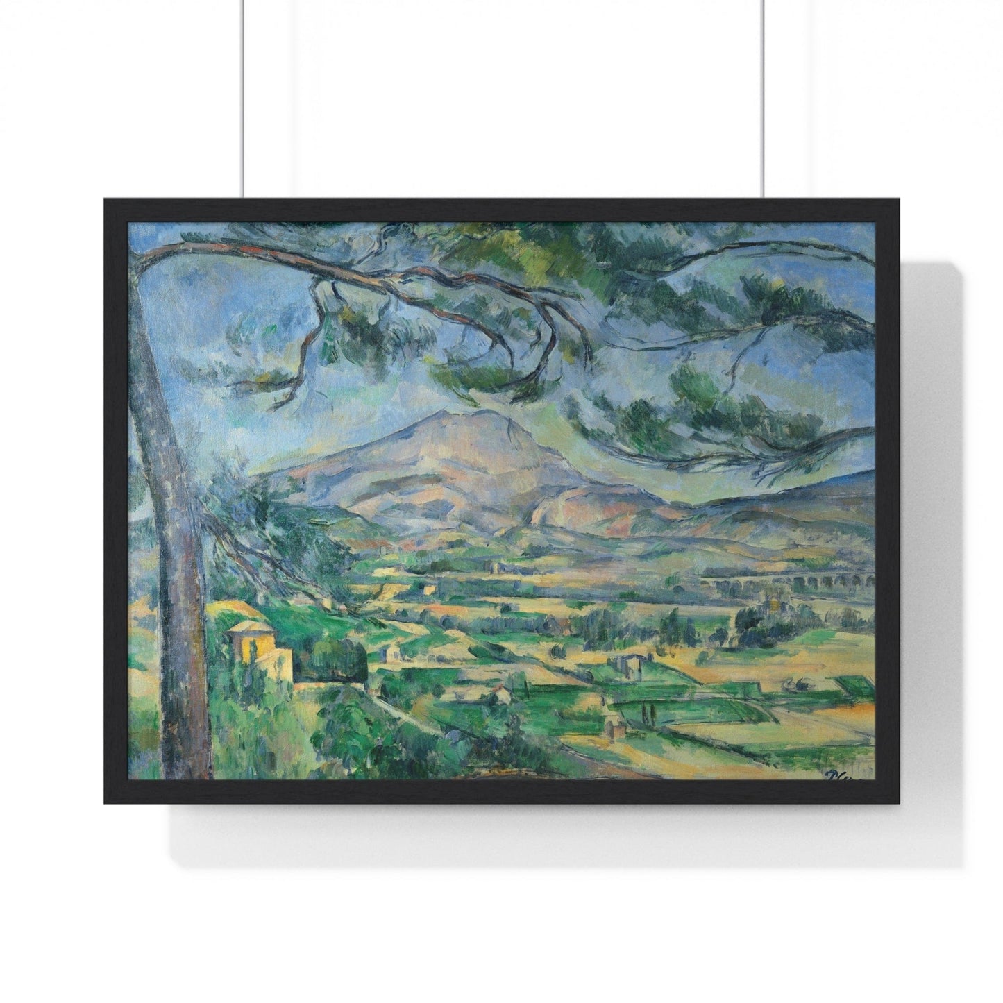 Poster 24″ x 18″ / Black Mont Sainte-Victoire With Large Pine by Paul Cézanne, Framed Print