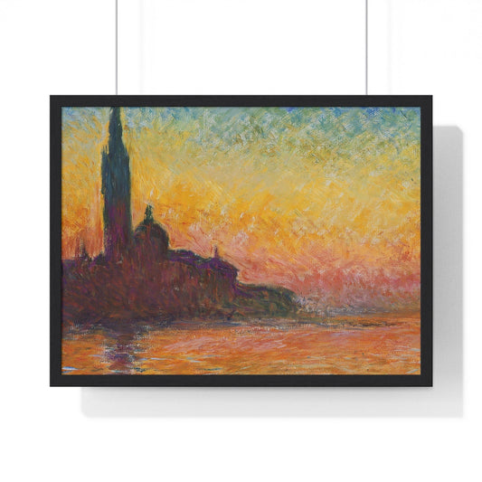 Poster 24″ x 18″ / Black San Giorgio Maggiore at Dusk by Claude Monet, Framed Print