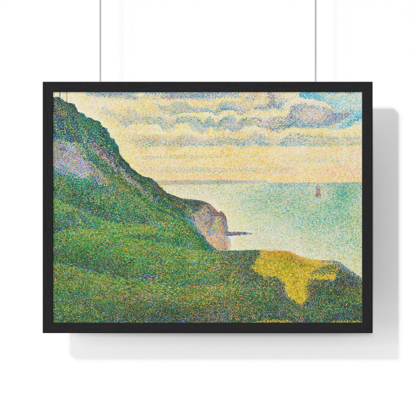 Poster 24″ x 18″ / Black Seascape at Port-en-Bessin, Normandy by Georges Seurat (1888) Framed Print