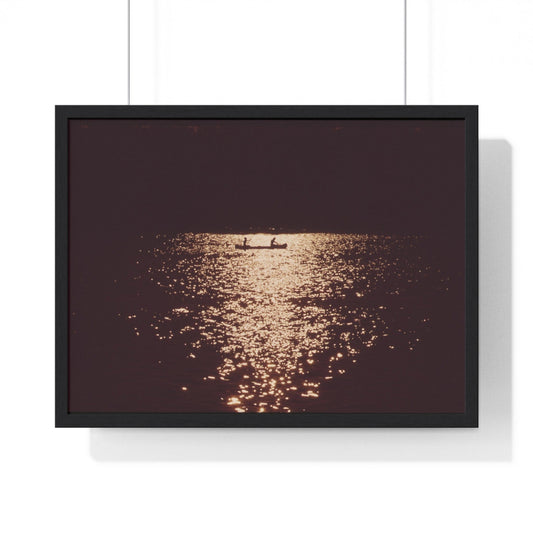 Poster 24″ x 18″ / Black Sunset On The Water, Framed Print