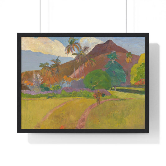 Poster 24″ x 18″ / Black Tahitian Landscape (1891) by Paul Gauguin Framed Print